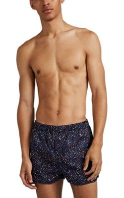 Fish-Print Cotton Boxer Shorts