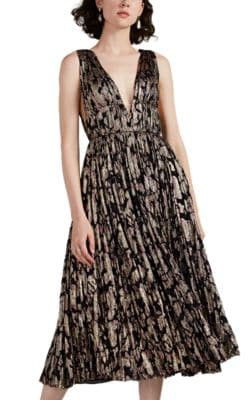 Metallic Abstract Fil CoupÃ© Cocktail Dress