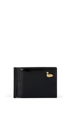 Duck-Embellished Patent Leather Money Clip Billfold