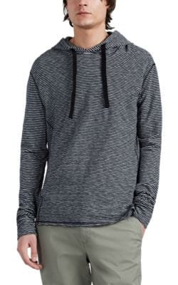 Striped Cotton Drawstring Hoodie