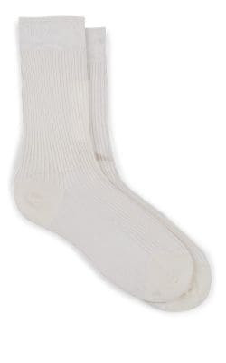 Rib-Knit Silk Mid-Calf Socks 1