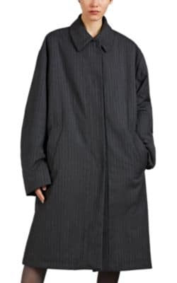 Pinstriped Twill Oversized Coat