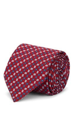 Square-Pattern Silk Faille Necktie 1