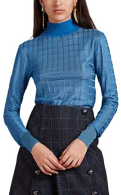 Grid-Pattern Jacquard Turtleneck Sweater 1