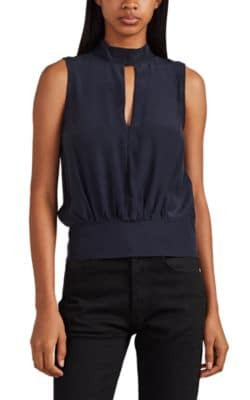 Silk Keyhole-Neck Top