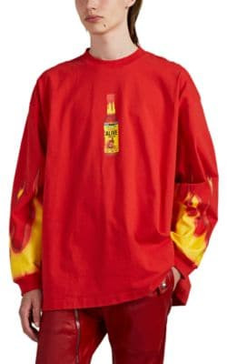 "Hot Sauce" Oversized Cotton Long-Sleeve T-Shirt