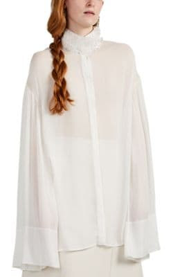 Sarabee Sequined-Collar Chiffon Blouse