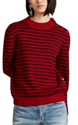 Striped Rib-Knit Crewneck Sweater