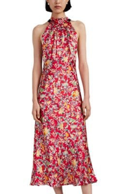 Michelle Floral Silk High-Neck Dress