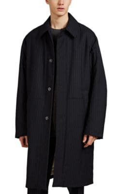 Pinstriped Padded Oversized Topcoat