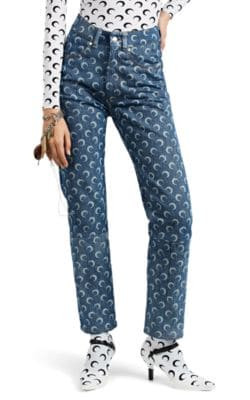 Moon-Graphic Straight Jeans