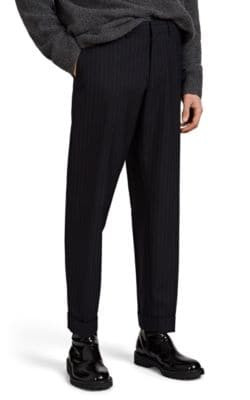 Pinstriped Tapered Cuffed Trousers