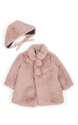 Infants' Faux-Fur Coat & Bonnet