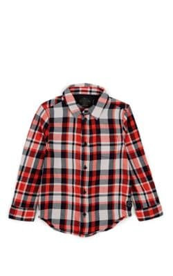 Kids' Plaid Cotton-Blend Shirt