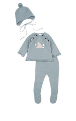 Infants' Polar-Bear-Motif Wool 3-Piece Set