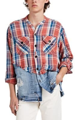 Plaid Flannel & Denim Studio Shirt