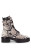 Python-Stamped Leather Combat Boots