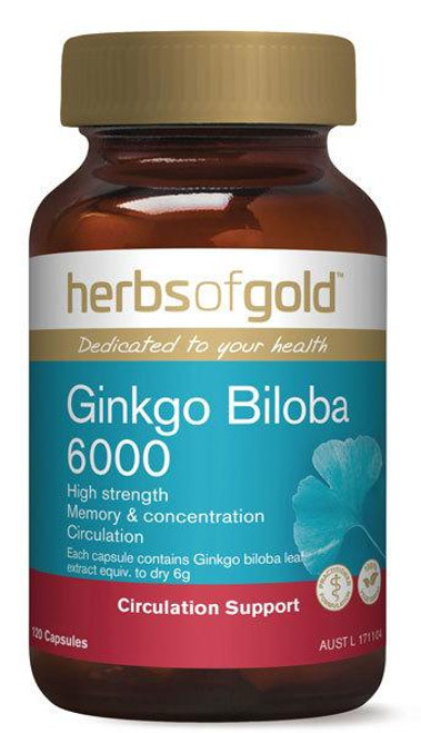 Herbs of Gold Ginkgo Biloba 6000 / 120 Capsules