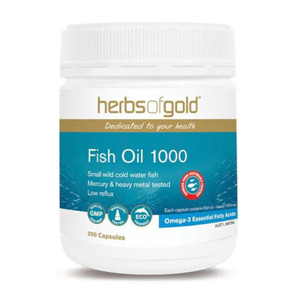 Herbs of Gold Fish Oil 1000mg 200 Capsules