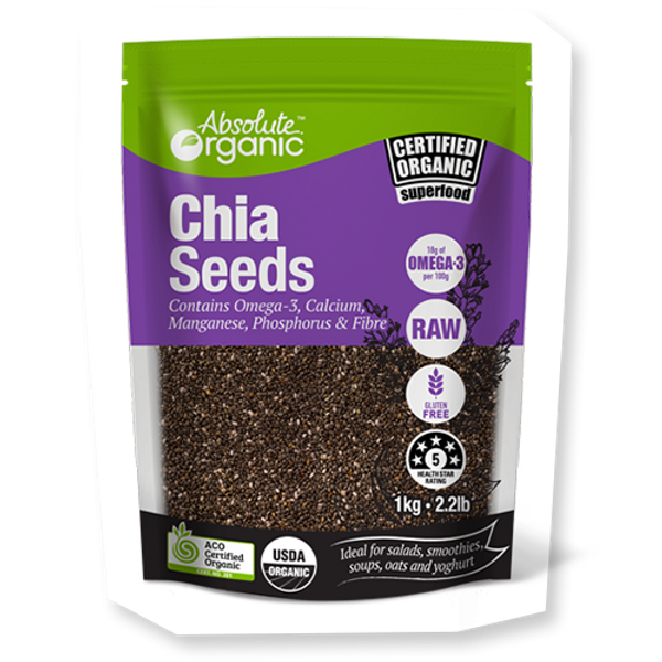 Absolute Organic Chia Seeds Black 1Kg