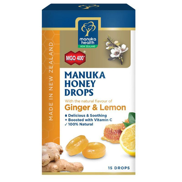 MGO 400+ Manuka Honey Drops Ginger & Lemon Flavour 15 drops