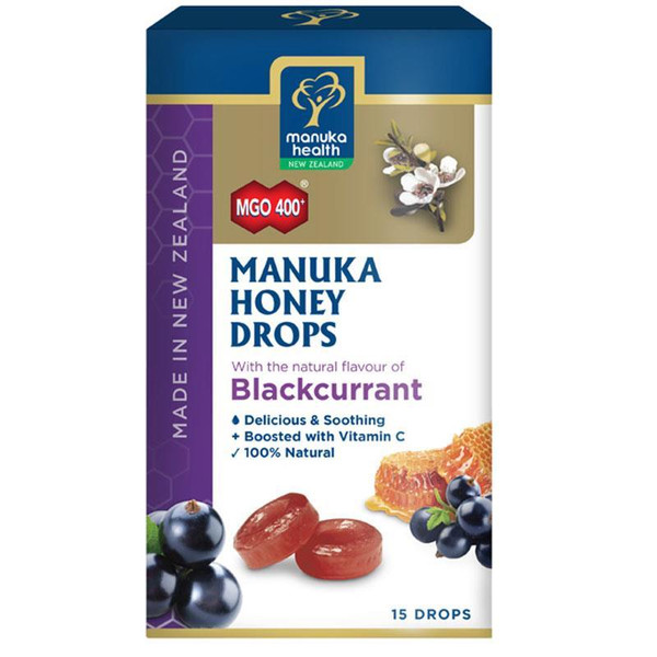 MGO 400+ Manuka Honey Drops Blackcurrant Flavour 15 drops