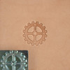 Sprocket stamp with a leather impression.