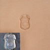 Police badge leather stamp with its impression.