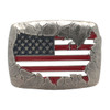 USA Flag Metal Belt Buckle Antique Nickel Front