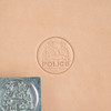 Police metal leather stamp with impression.