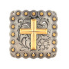 Cross Berry Concho Antique Silver And Rose Gold 1" Front