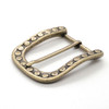 Heel Bar Belt Buckle With Raised Dots Antique Brass Side