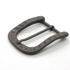 Heel Bar Belt Buckle With Raised Dots Rubbed Bronze Side