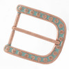 Heel Bar Belt Buckle With Raised Dots Copper Patina Front