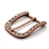 Heel Bar Belt Buckle With Raised Dots Copper Patina Side