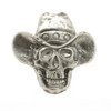 Skull and Cowboy Hat Antique Nickel Plated 1-3/16" Concho Front