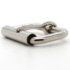 Nickel single prong roller buckle flat side.