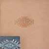 Stepped square leather craft stamp with its impression.