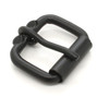 Left view of a 1-1/4" roller buckle plated in black.