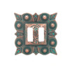 Slotted concho square copper patina 1 inch front.