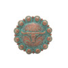 Steer concho in size 1" finished in copper patina front.