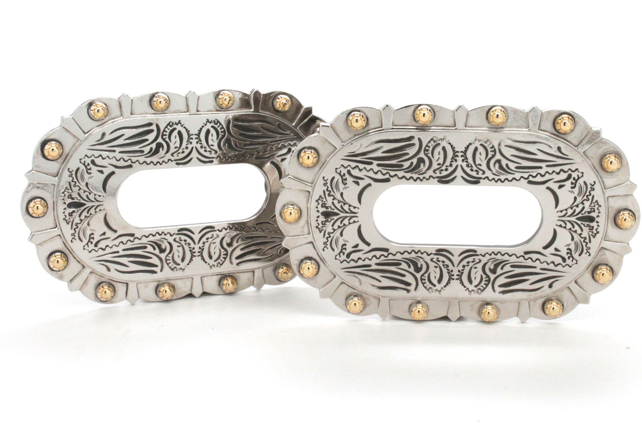 Western Saddle Berry Cinch Rigging Plates Nickel Gold 2 Pack 3-3/4 ...