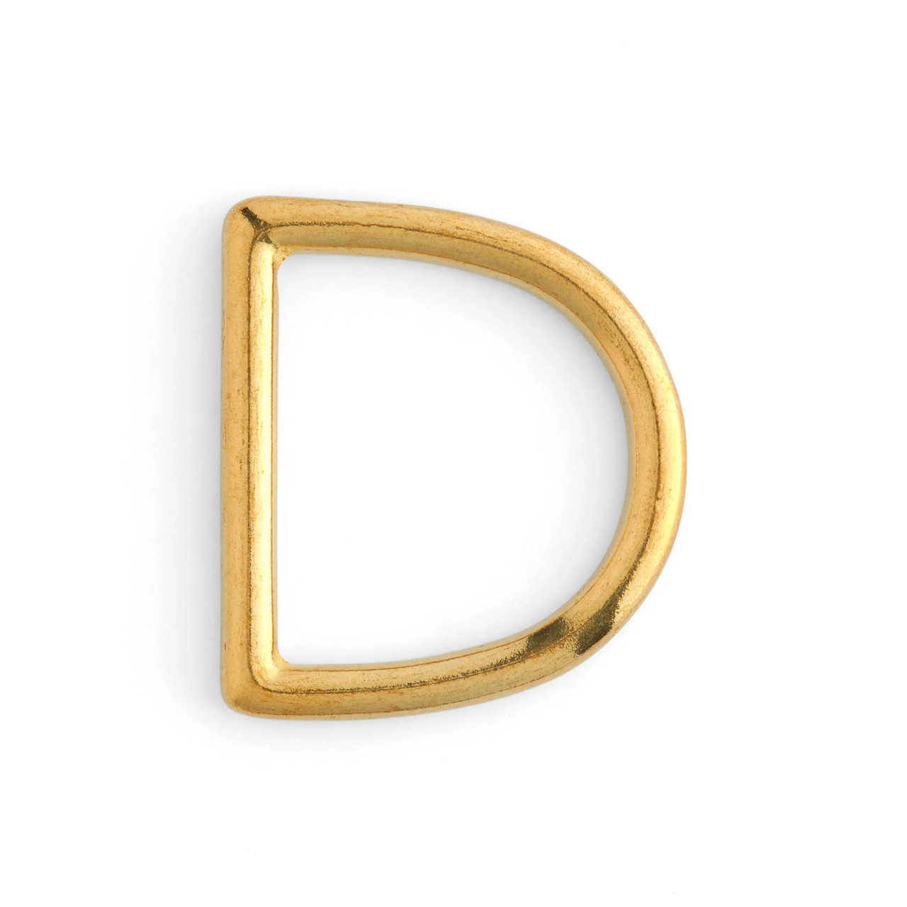 This solid brass d-ring is made from brass and fits a 1" wide leather strap or buckle.