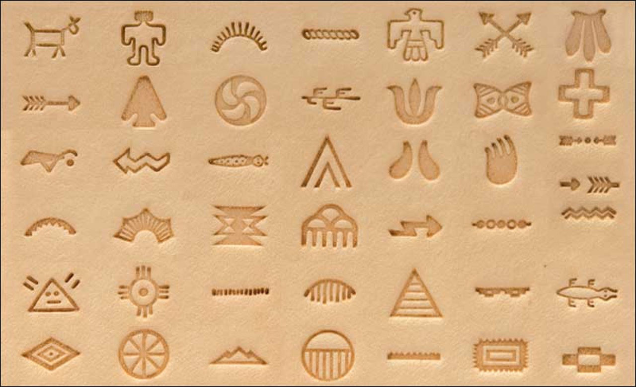 Native American Symbol Stamp Set on leather