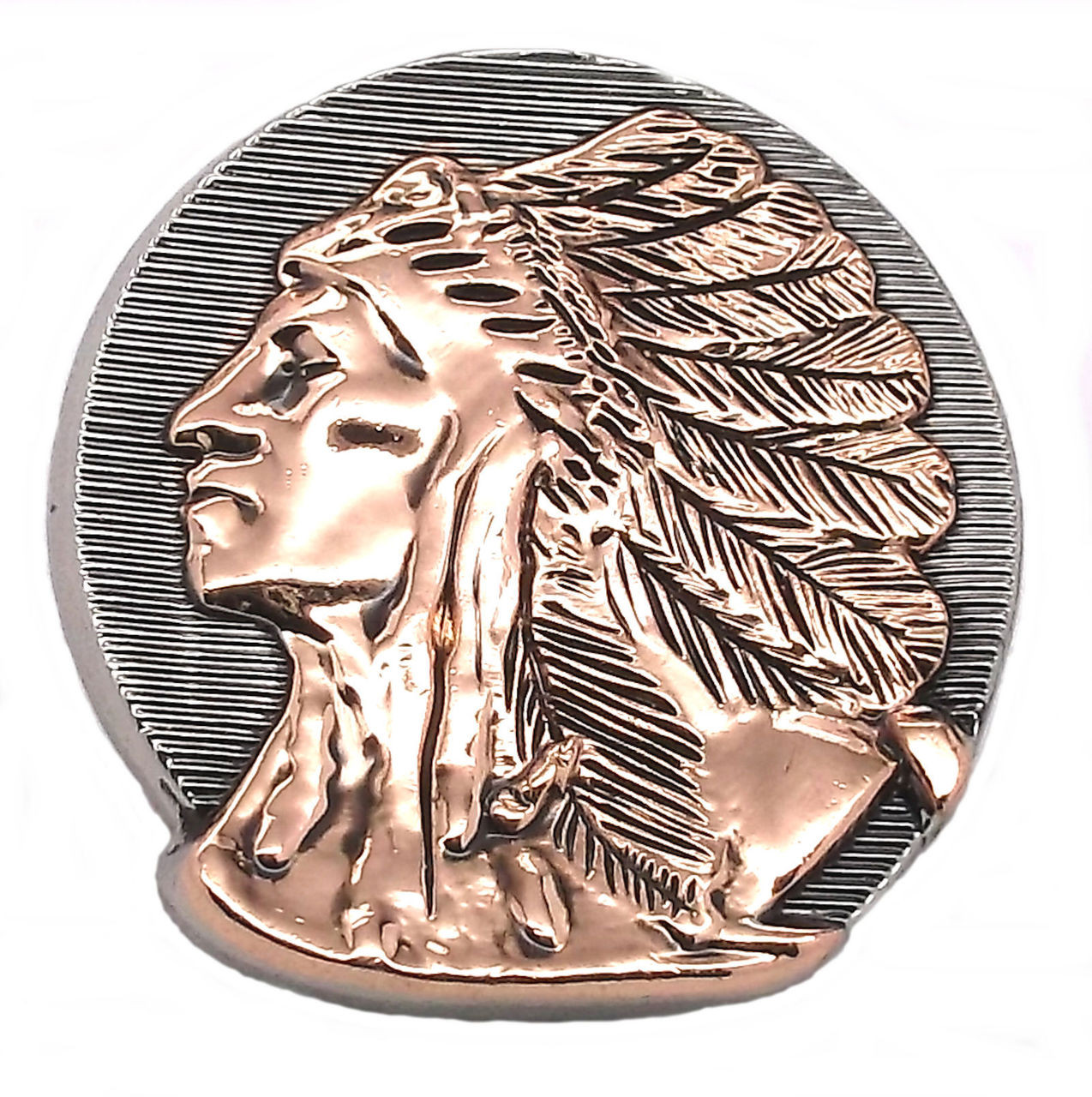 Left Facing Chief Head Concho Antique Nickel Rose Gold
