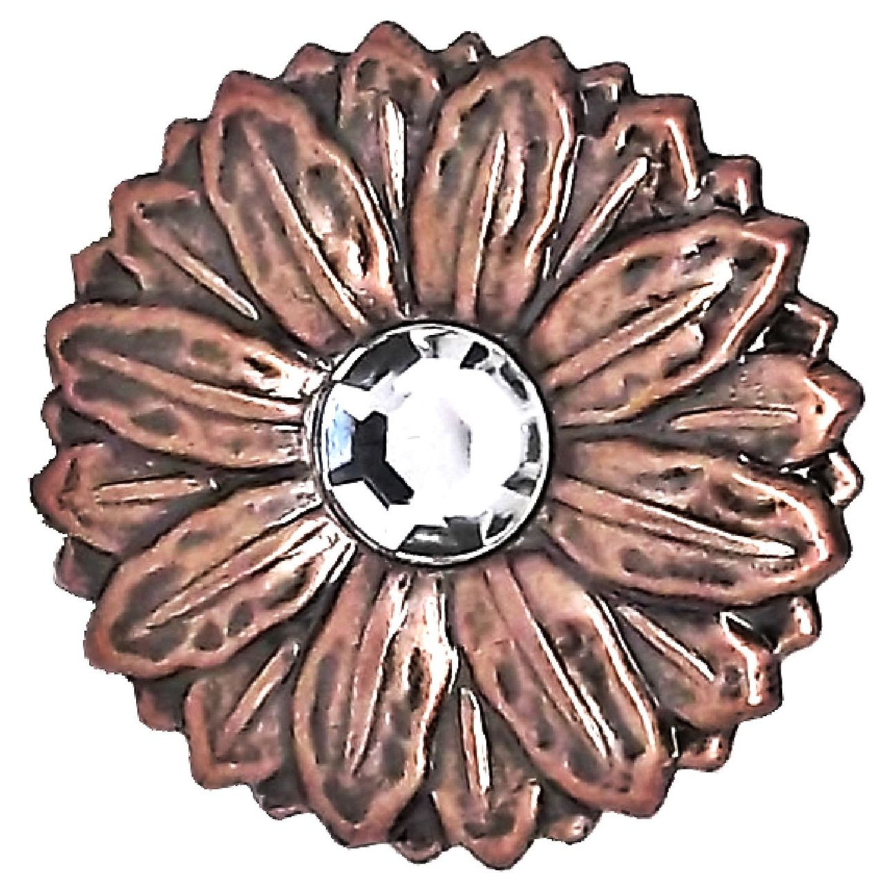 Sunflower Flower Concho Synthetic Crystal Antique Copper