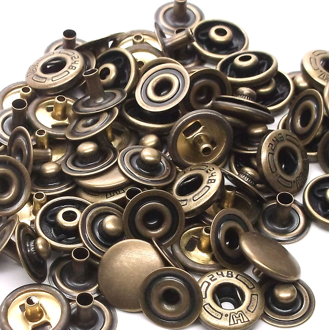 10 Pack Antique Brass 10 mm Spring Button Glove Snaps