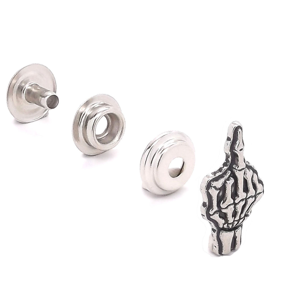 Finger Bones Antique Nickel Line 24 Snap Button Cap 1-1/4" Set