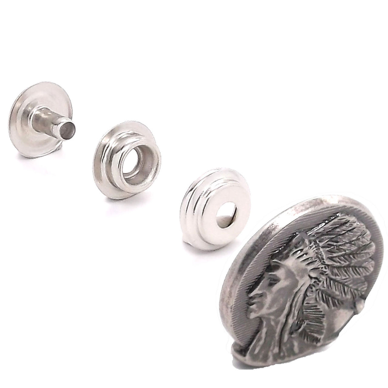 Chief Left Facing Antique Nickel Line 24 Snap Cap Set