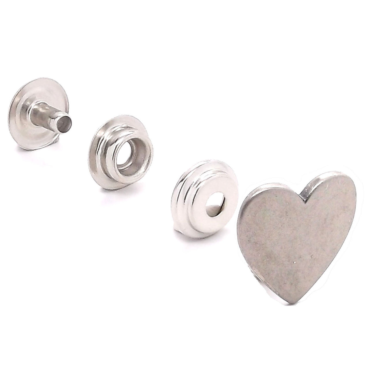 Heart Blank Line 24 Snap Cap Plain Metal Set